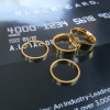 Golden brand glossy ring stainless steel, Japanese and Korean, 18 carat white gold, simple and elegant design