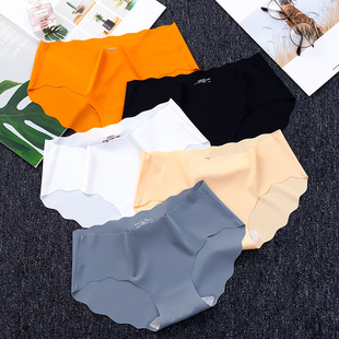 Ice silk seamless girl underwear solid color breathable plus size low waist one piece ladies briefs bottoms wholesale