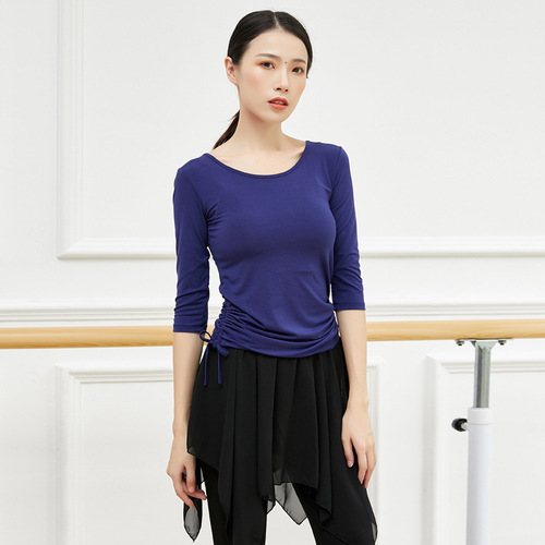 Body changing clothing for women Latin square dance modal black long-sleeved dance clothes