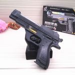 新款仿真电动震动语音枪 儿童灯光音乐玩具枪 男孩礼物彩盒装枪