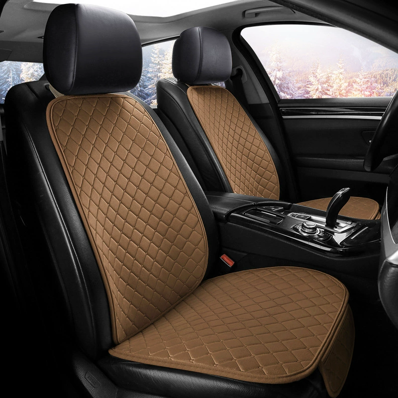 Автомобильная Подушка зимняя теплая плюшевая одинарная + спинка из трех частей Пятиместный Универсальный нескользящий автомобильный коврик без завязок