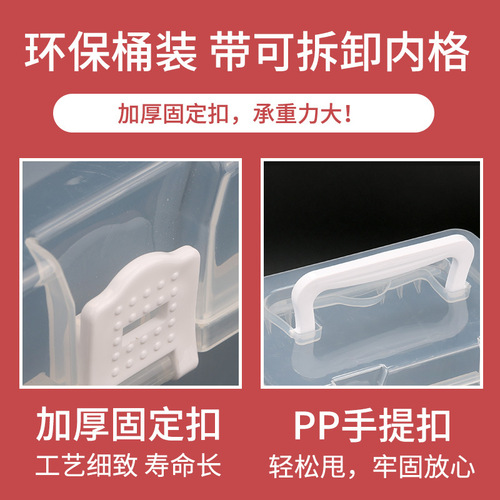Factory white marker pen storage bucket 48 colors transparent pen bucket function portable plastic stationery box wholesale