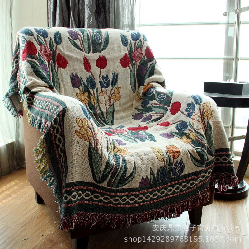 Плетеное трикотажное одеяло, диван, гобелен, в американском стиле