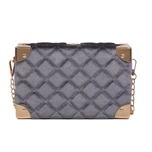Spring Box Children's Bag Gold Velvet Small Square Bag Diamond Pattern Chain Embroidered Women's Bag Classic Small Women's Bag