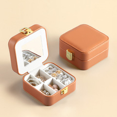 Internet celebrity candy-colored jewelry storage box pu leather flip-top jewelry storage box portable mini girl jewelry box