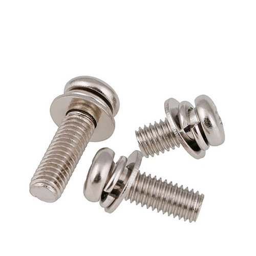 Nickel-plated cross-disc head screw set, cross screw, three-piece screw set, round head screw set