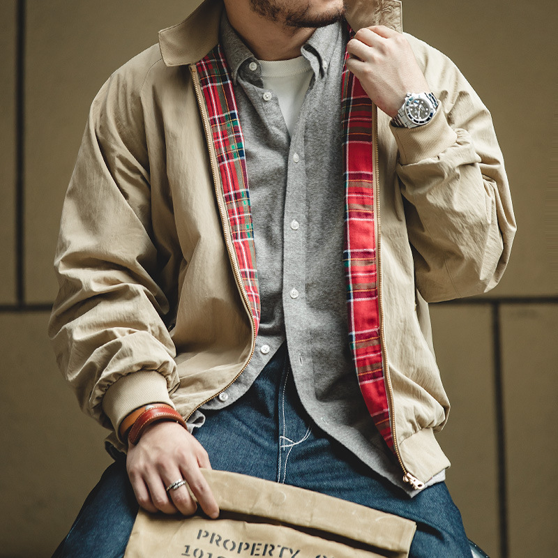 Maden Workwear American Retro Stand Collar G9 Harrington Jacket Vintage Motorcycle Harrington Coat for Men Spring