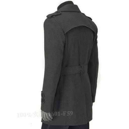 Foreign trade wholesale men's woolen coat men's epaulettes long double-breasted windbreaker men's large size coat