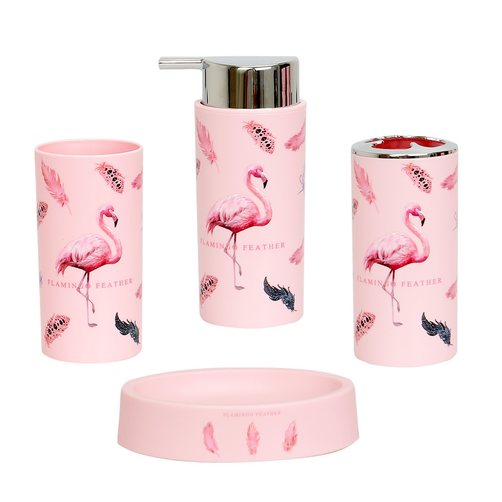 Traje de lavado de baño de color sólido simple taza de lavado de impresión de baño conjunto de cuatro piezas doble lavado casero conjunto de cinco piezas