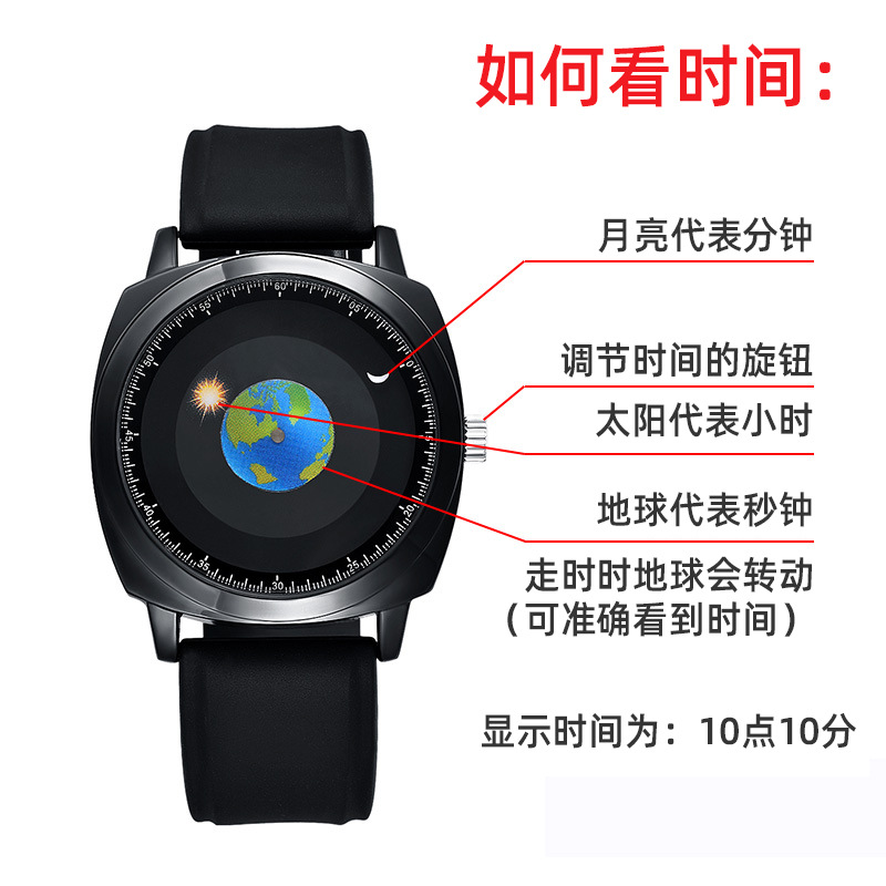 Reloj de Cuarzo Earth de Addies, Reloj de Cuarzo de Vidrio para Hombre, Moderno, Popular, Resistente al Agua