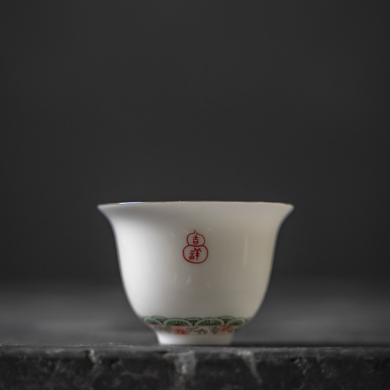 Yishi Tea Talk Forbidden City Style Ceramic Tea Cup Kung Fu Tea Set Pagoda Gourd Auspicious Small Tea Cup