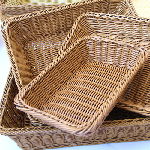 A1744 rattan bread basket food basket fruit basket dry fruit plate rectangular display basket handmade storage fruit basket
