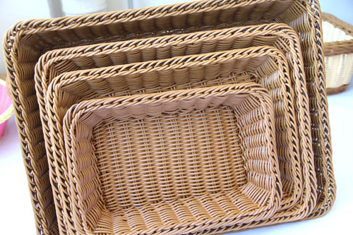 A1744 rattan bread basket food basket fruit basket dry fruit plate rectangular display basket handmade storage fruit basket