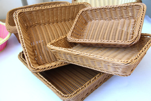 A1744 rattan bread basket food basket fruit basket dry fruit plate rectangular display basket handmade storage fruit basket