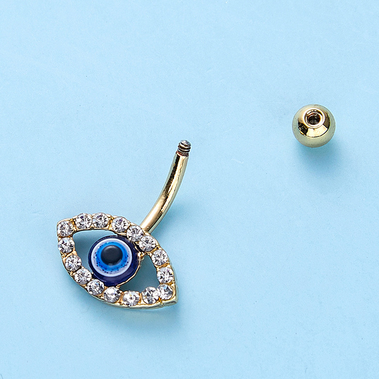 Devil's Eye Belly Button Ring With Full Diamonds Jewellery_voghion.com