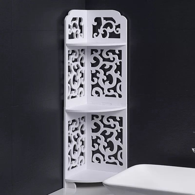 Nuevo cuarto de baño esquina piso de la esquina estante de almacenamiento hogar Baño piso de tres capas rack de almacenamiento