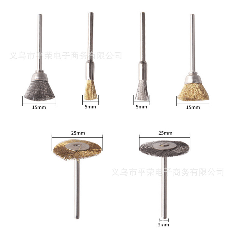 Cepillo de alambre de cobre transfronterizo de 36 piezas Rueda de eliminación de óxido de metal con vástago Rueda de alambre de acero Rueda de alambre de cobre plana Cepillo de pulido en forma de T