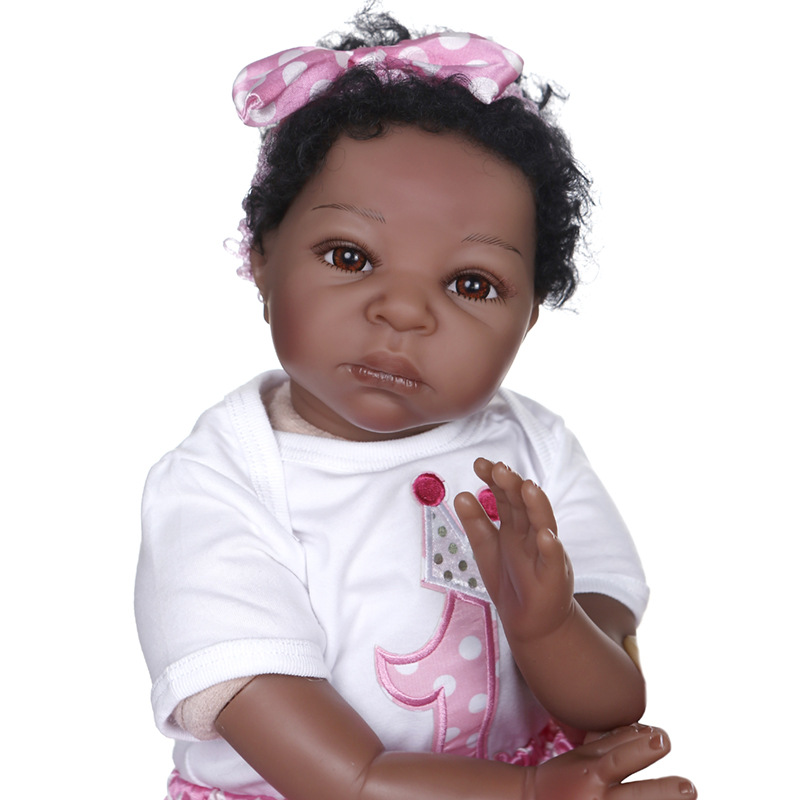 Reborn bebé negro muñeca afroamericana muñeca realista suave