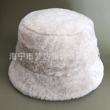 一件代发 厂家真皮冬天保暖护耳皮毛一体女士盆帽渔夫帽 批发团购