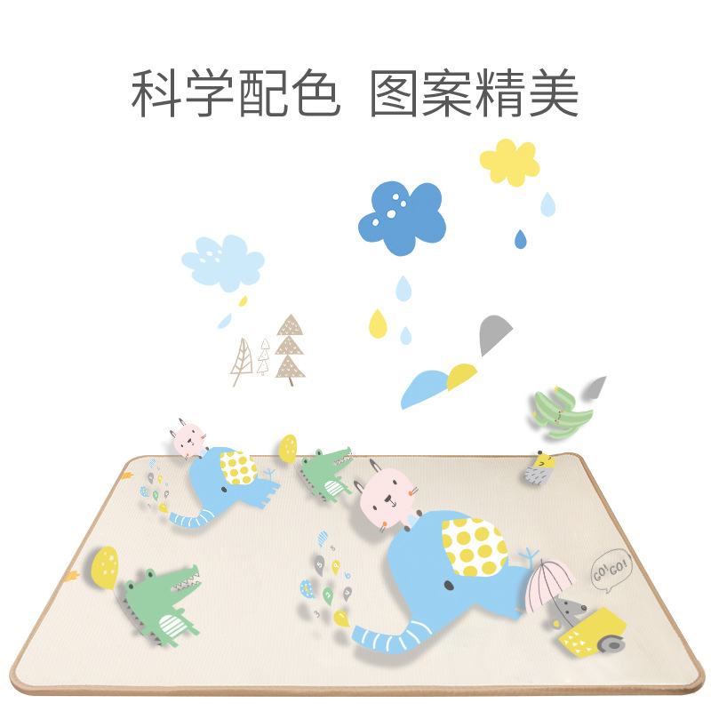 Alfombra de gateo de dibujos animados de doble cara XPE, juego de parque infantil interior con lámina completa, alfombra de gateo para bebés de 2 cm de grosor, impermeable y engrosada.