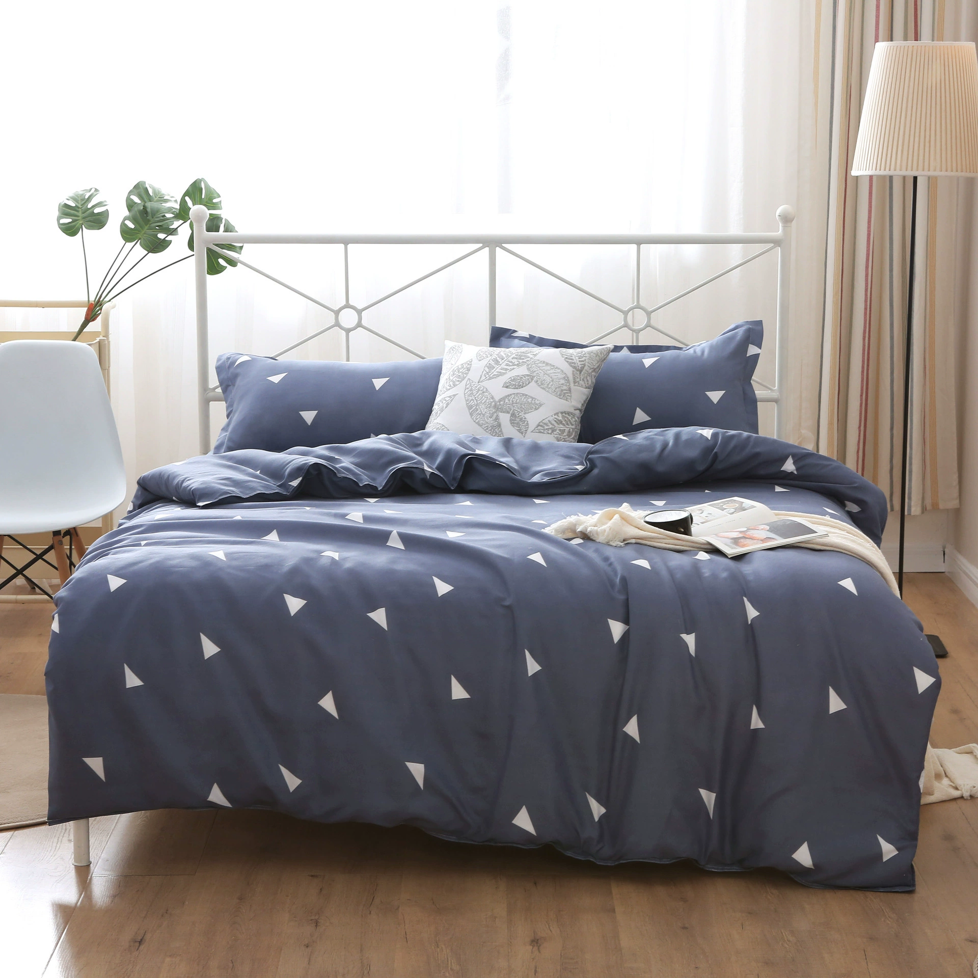 Пододеяльник из активного хлопка 1.5м/1.2м, для односпальной/двуспальной кровати в студенческом общежитии, с активным принтом и окрашенный, из промытого хлопка.