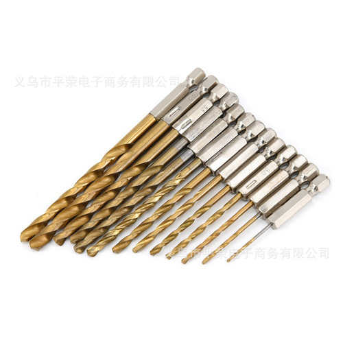 13 sets of hexagonal handle high-speed steel twist drill bits, titanium-plated hexagonal screws, wind-driven twist drill bits wholesale