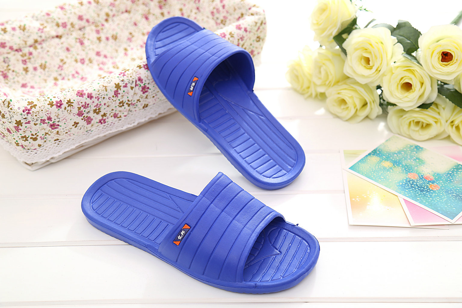 Yibang zapatillas Four Seasons zapatos de interior del hogar los hombres verano las mujeres baño Hotel suela espuma EVA