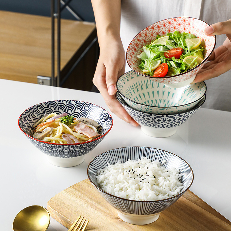 5.5 Inch Nordic Underglaze Color Ceramic Tableware Restaurant Small Soup Bowl Dessert Ice Cream Bowl Household Bucket Rice Bowl