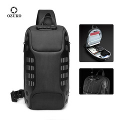 Ozuko's new waterproof men's chest bag, trendy and fashionable crossbody bag for men, sports streetwear brand business chest bag, wholesale