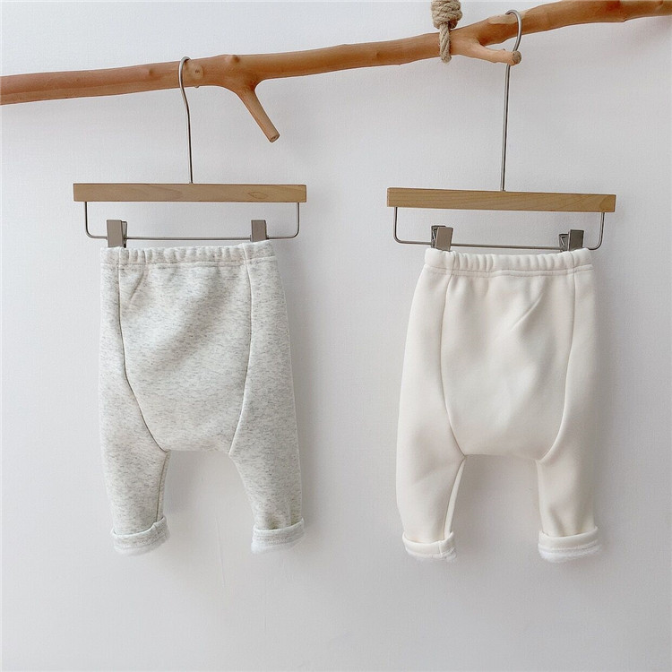 Pantalones para niños ins bebé estilo coreano ropa para niños bebé grandes pantalones de PP ropa de otoño e invierno Bebé Pantalones casuales forrados de lana pantalones de bebé algodón