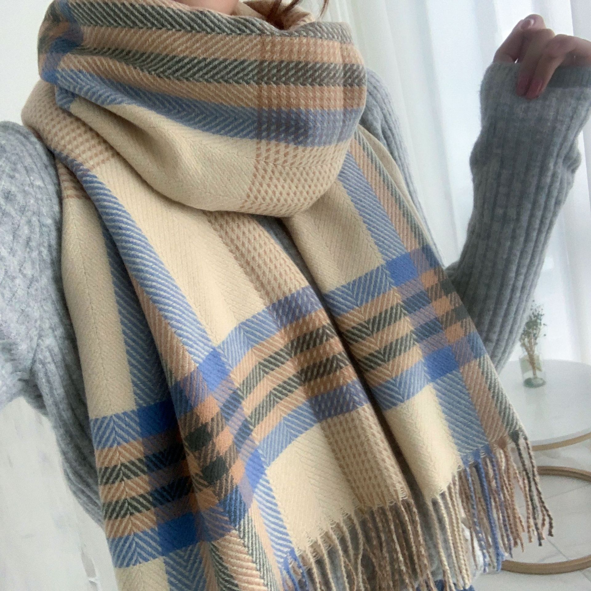 2025 New Autumn and Winter Long Scarf Women's Winter Korean and Japanese Version Student Christmas Imitation Cashmere College Easiest for Match Plaid Shawl 2025 New Autumn and Winter Long Scarf Women's Winter Korean and Japanese Version Student Christmas Imitation Cashmere College Easiest for Match Plaid Shawl