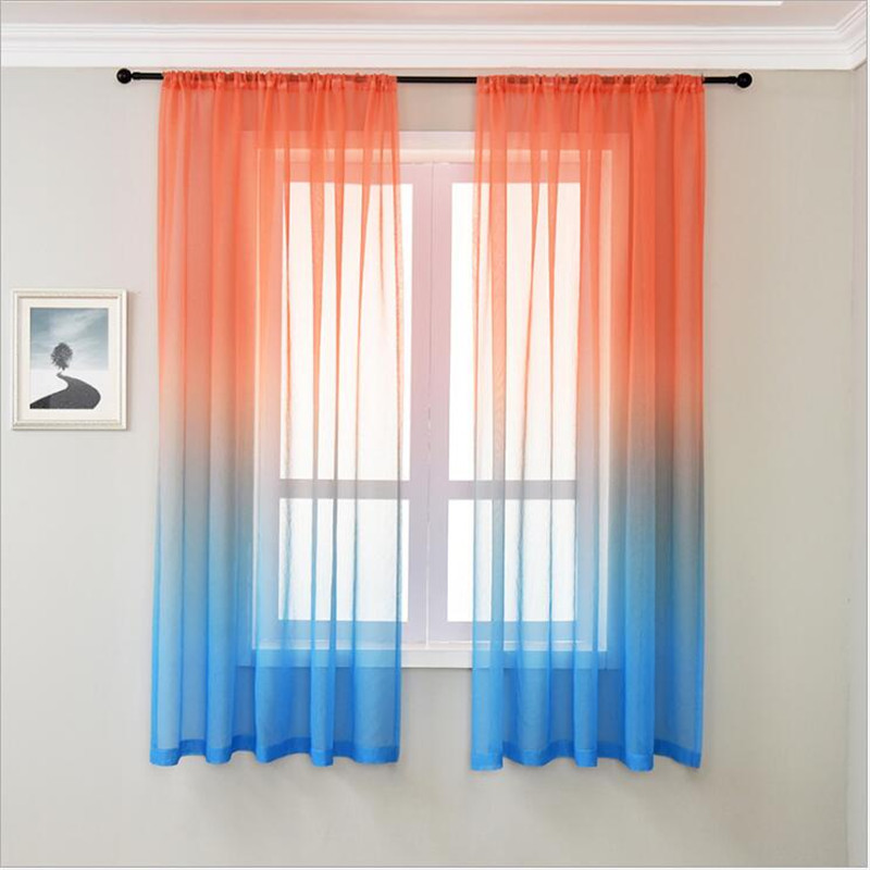 Factory direct cross-border curtain finished product Amazon hot gradient window screen balcony blackout curtain gauze curtain wholesale
