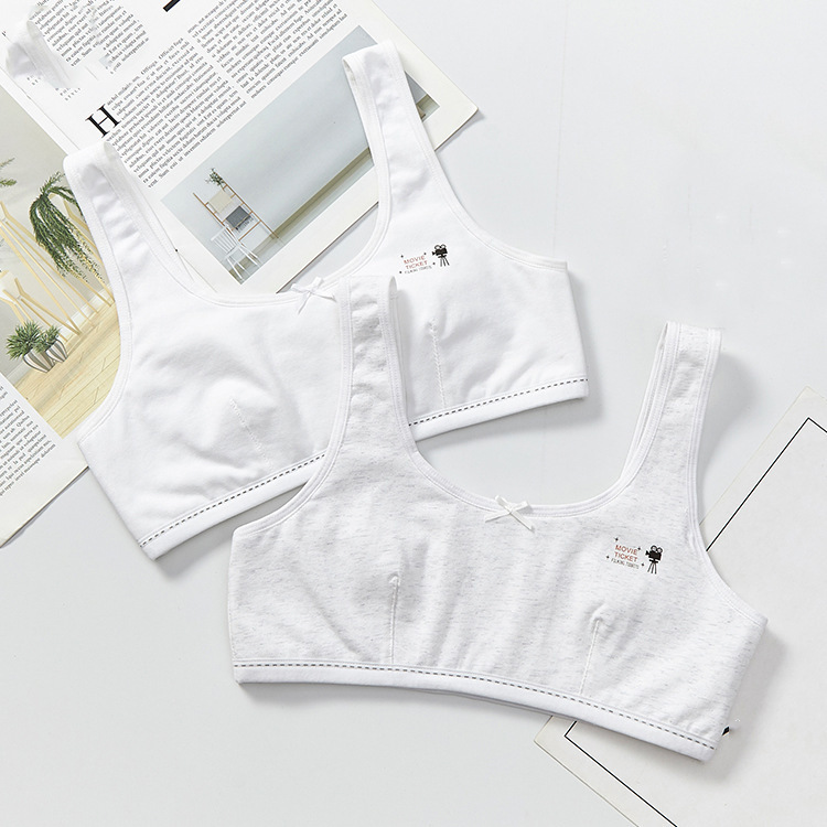High school bra junior high school student thin underwear female development period student wireless girl sponge-free bra pure cotton summer