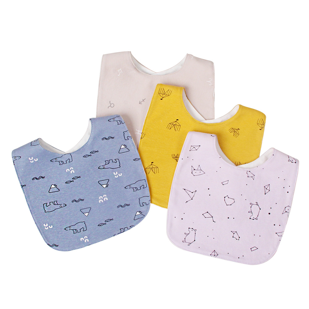 Baby Bib Korean Men's and Women's Baby Cotton Waterproof Anti-Dirty Bib New Children's Cartoon Slippery Towel Food Pocket