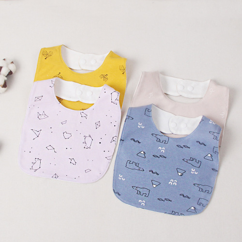 Infant and toddler bibs, Korean style baby bibs for men and women, cotton waterproof and anti-dirty bibs, new children's cartoon saliva napkins, rice pockets