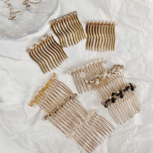 Korean retro colorful beaded hair comb, girl's hair clip on the back of head, cool style pearl hair comb, hair clip, female comb