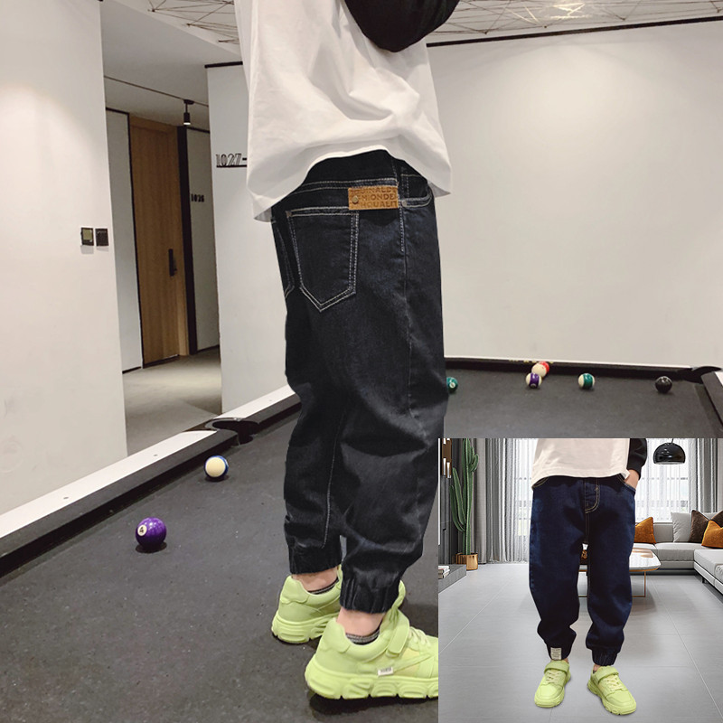 Джинсы для мальчиков, осенние детские летние штаны, бархатное средство от комаров, в корейском стиле