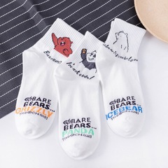 日系白色可愛小熊  棉 中筒女襪 襪子女 學生運動襪休閒襪