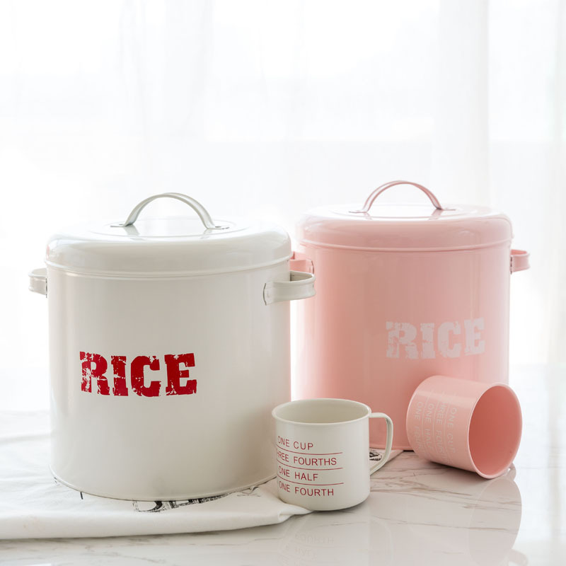 Household rice barrel round barrel flour barrel kitchen storage…