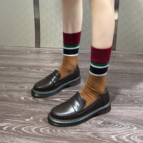 British style basic jk uniform small leather shoes soft girl shoes casual loafers plus velvet single shoes 41-43 large size shoes