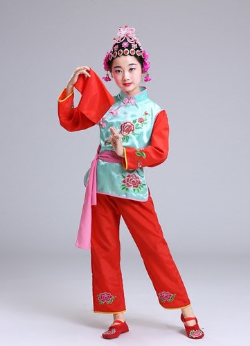 Children's opera dance costumes, including Xiaohongniang, Xiaohuadan, and Qiaohuadan, for dramatic performance, traditional Chinese opera attire.