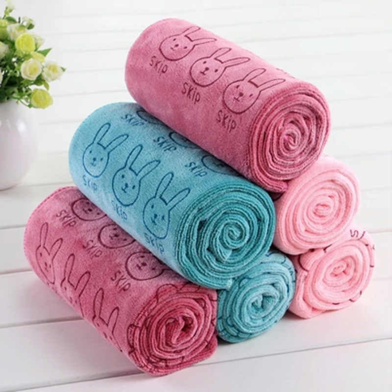 Soft Fiber Towel Bunny Cartoon Pattern Hand Towel Kidsren's Towel Towel Portable Household Soft