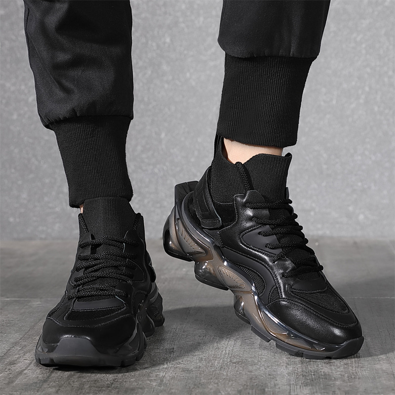 Breathable Flying Weaving Running Shoes For Men Genuine Leather_voghion.com