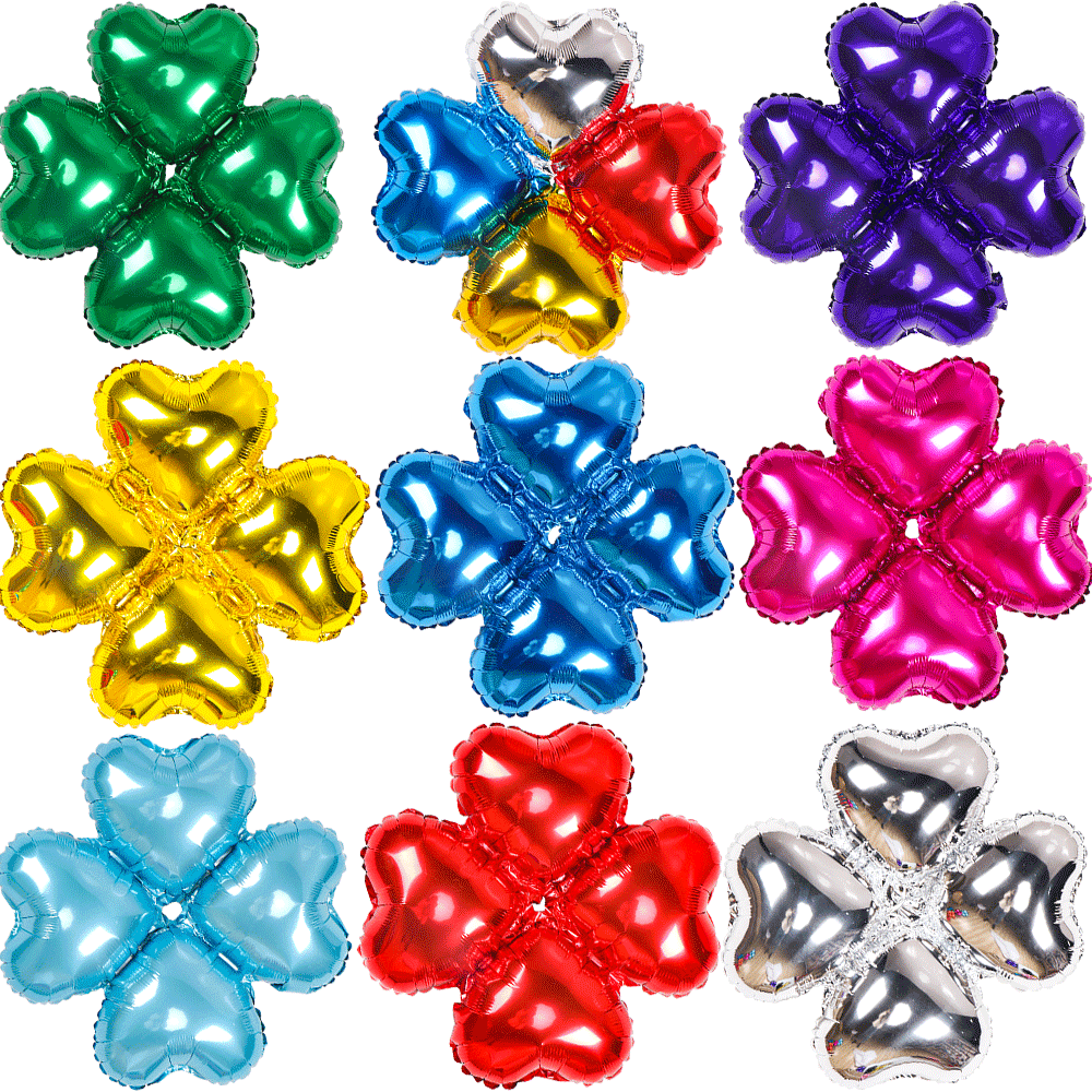 Cuatro ruedas en forma de corazón globo de aluminio columna de cuatro hojas trébol de cuatro hojas Halloween celebración de la boda decoración globo