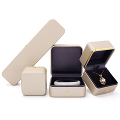 PU拉絲首飾盒高級感求婚戒指盒吊墜項鍊盒手鐲盒手鍊飾品包裝盒子