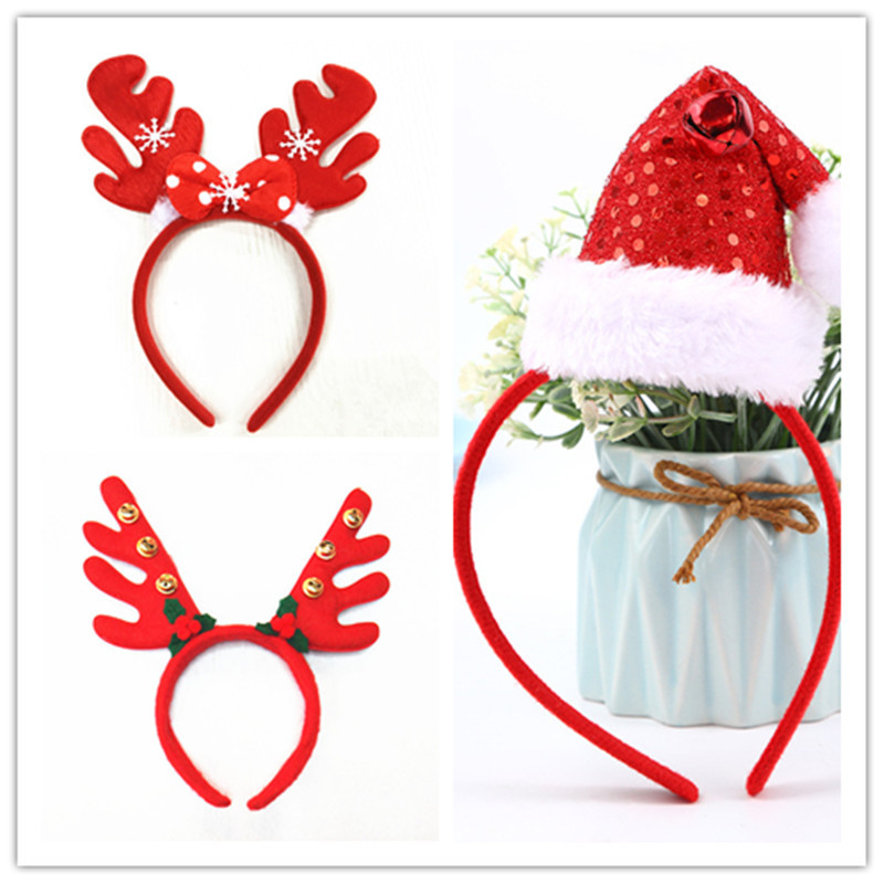 厂家直销发箍圣诞老人帽子头箍鹿角可爱舞会party生日派对头扣|ru