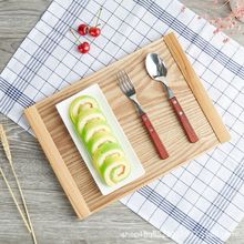 批发日式斜边原木色托盘长方木质茶盘果盘餐盘酒店餐厅酒店同款