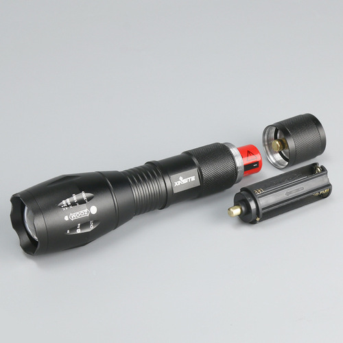 Cross-border A100 outdoor led flashlight T6 rechargeable zoom mini bright flashlight factory direct sale