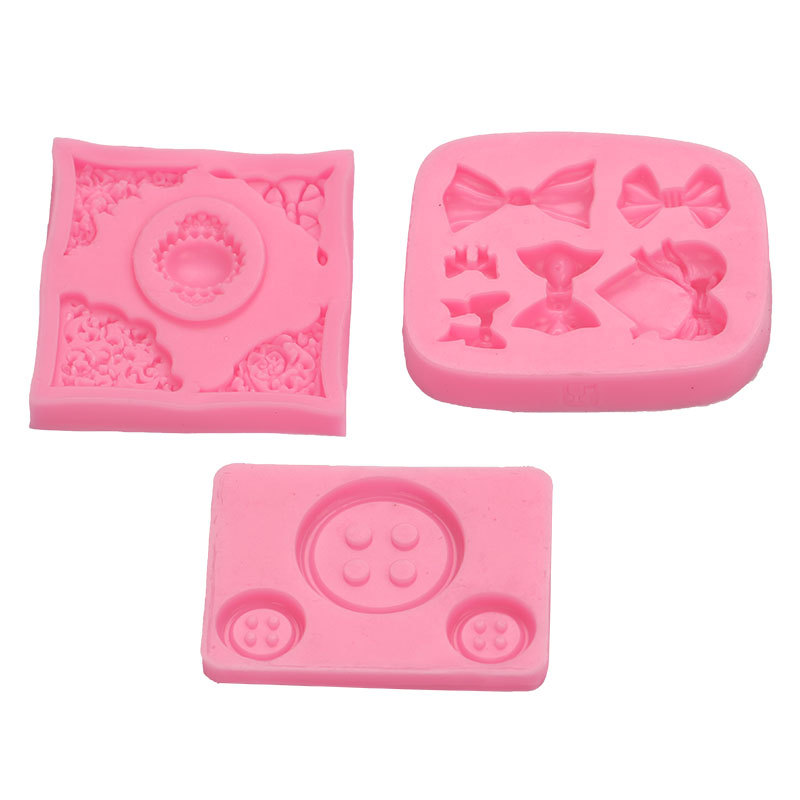 Botón arco alivio decorativo silicona molde para hornear DIY pastel hecho a mano fondant accesorios de chocolate