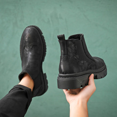 Brock carved height Martin boots for men, genuine leather retro high-top leather shoes Chelsea short boots S51-L